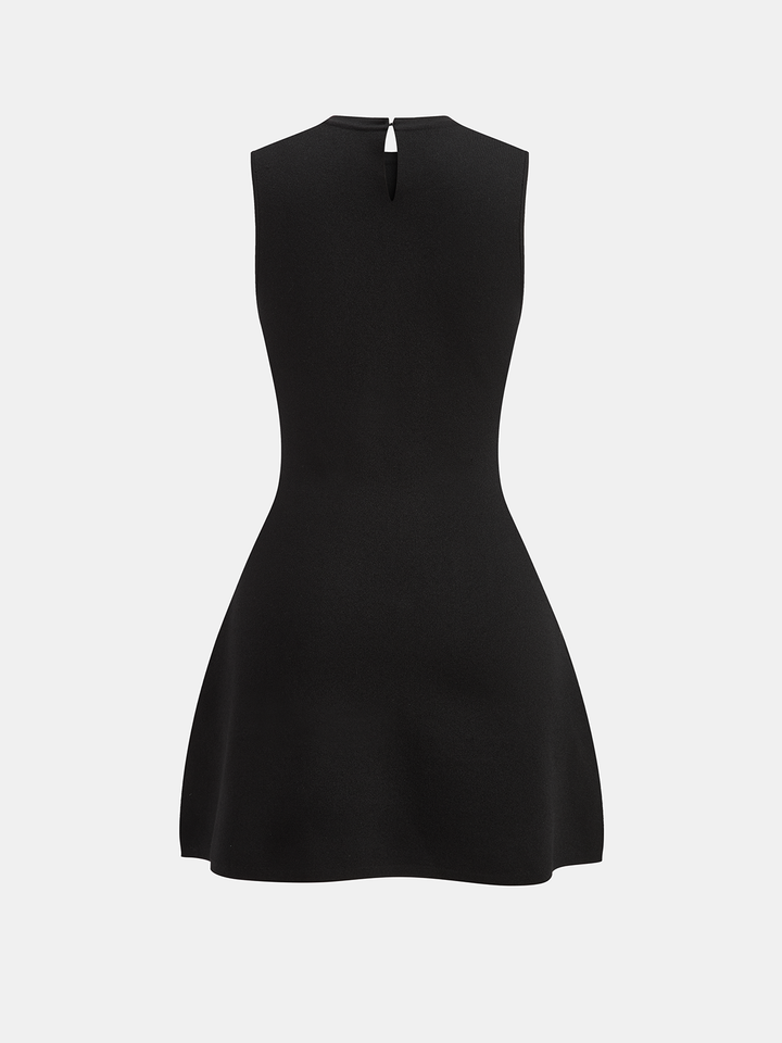 Sleeveless Flared Dress with Sequin Embellishments