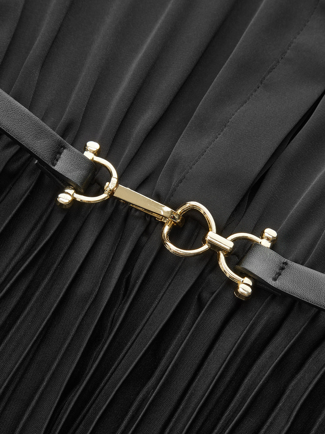 Belted Pleated Long Sleeve Shirt Dress