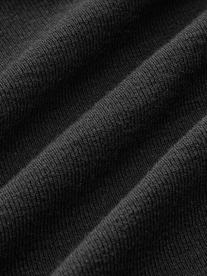 PU Leather Panel Long Sleeve Knit Dress