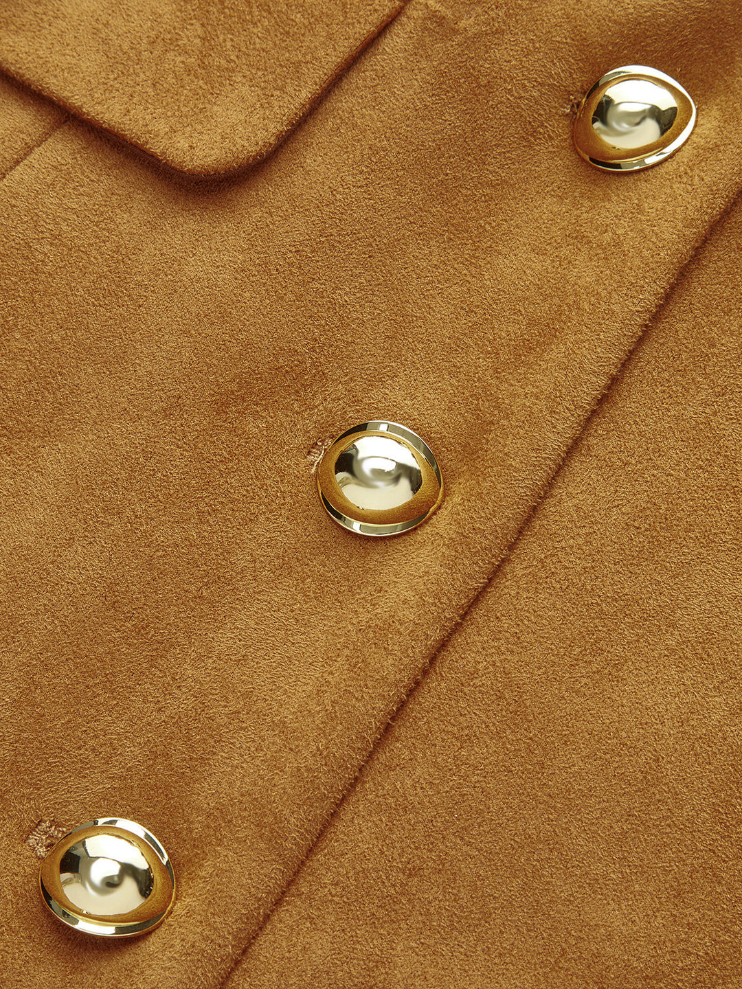 Metal Button Suede Effect Keyhole-Neck Mini Dress