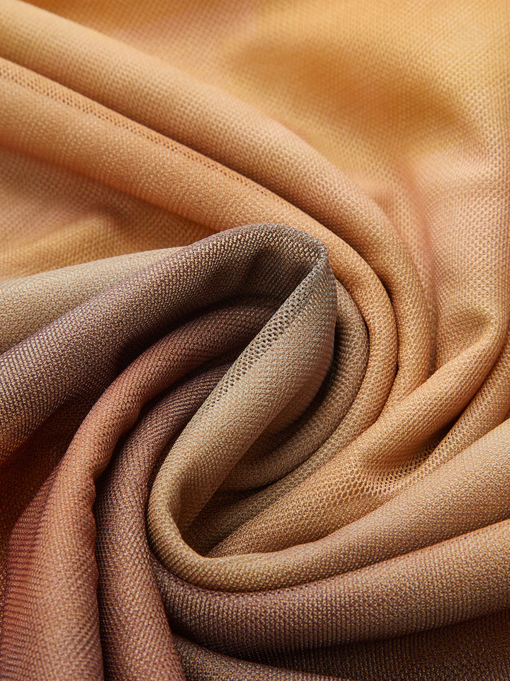 Tie-Dye Sunset-Print Mesh Midi Dress