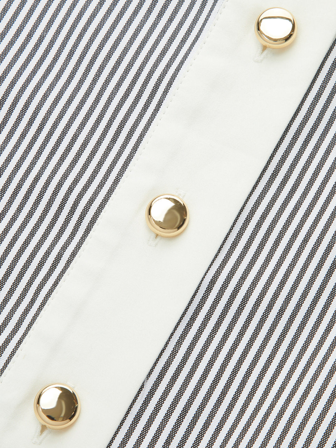 Contrast Trim Striped Belted Shirt Dress