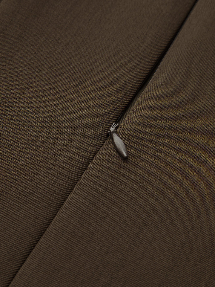 Metal Side Button Long Sleeve Midi Dress