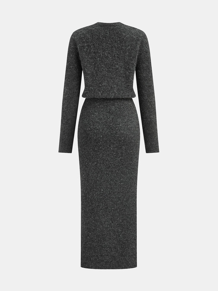 Wool-Blend Fuzzy Midi Dress