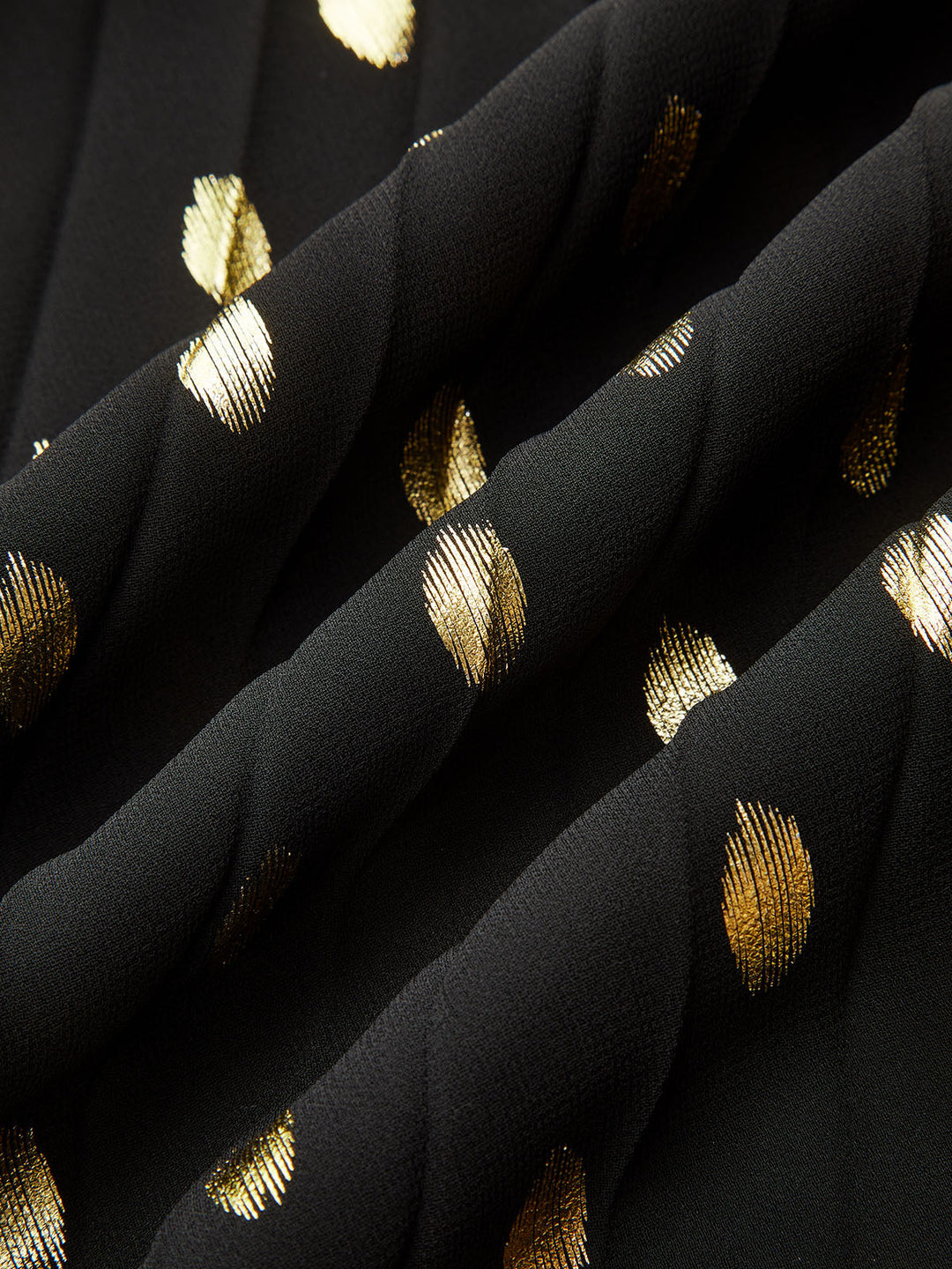 Long Sleeves Foil Spot Print A-Line Maxi Dress