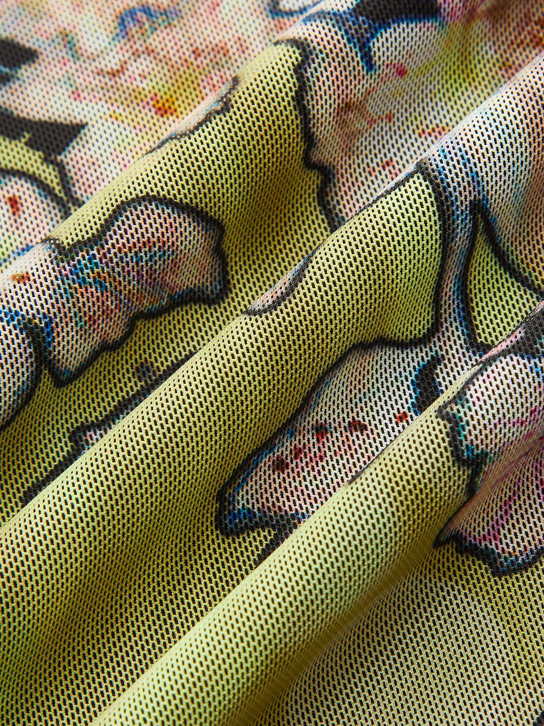 Mesh Long Sleeve Floral Print Maxi Dress