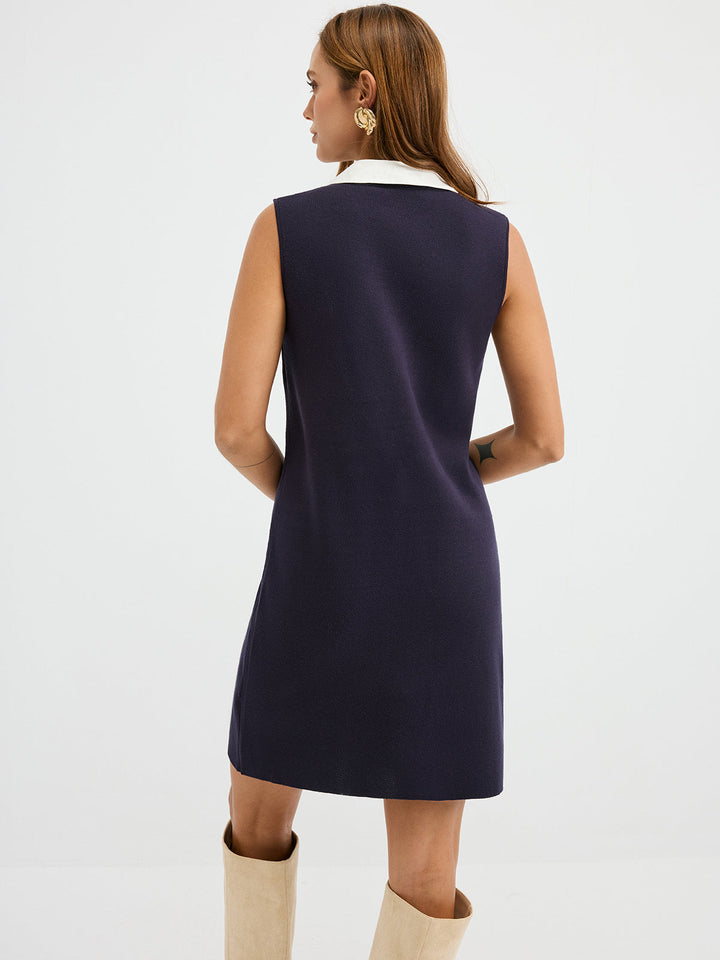 Contrast Shirt Panel Sleeveless Mini Dress