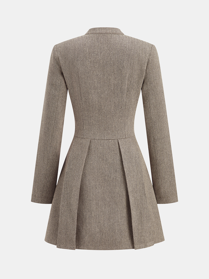 Snap Button Plaid Pleated Mini Dress