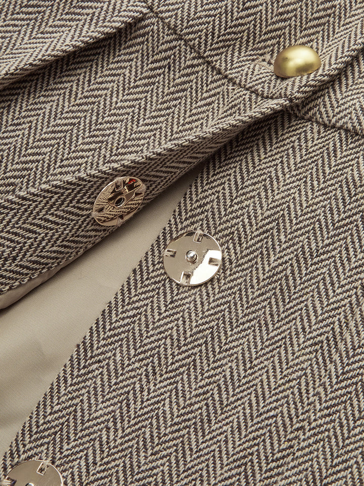 Snap Button Plaid Pleated Mini Dress