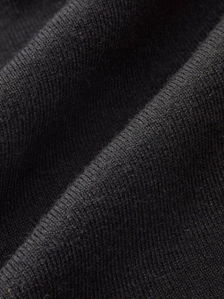 Contrast Cuff Collared Knit Maxi Dress