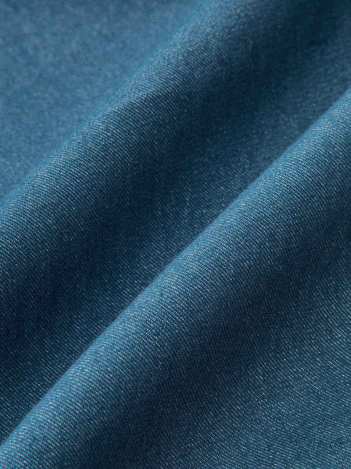 Square-Neck Belted Metal Button Mini Dress