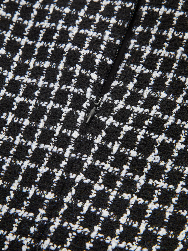 Plaid Metal Button A-Line Mini Dress