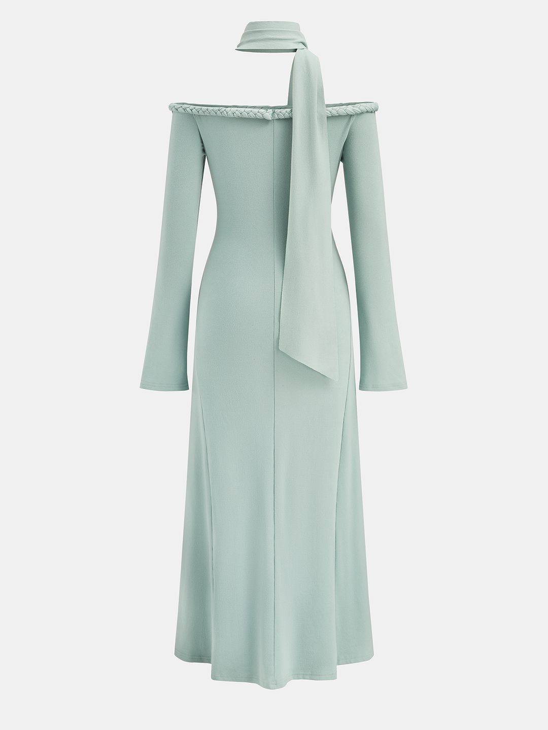 Braided Rope Off-Shoulder Long Sleeve Maxi Dress