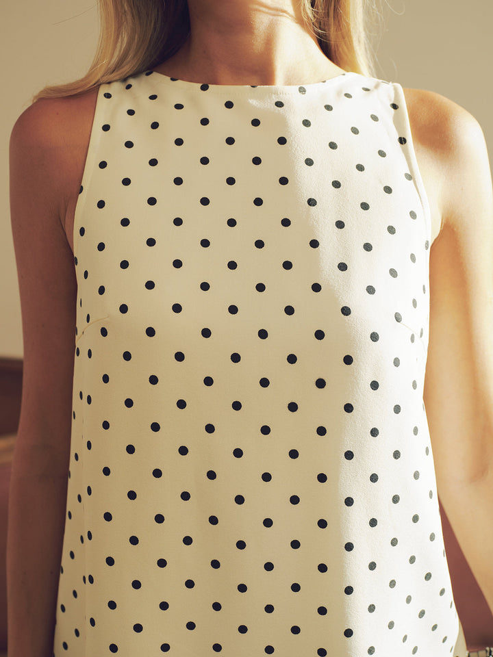 Polka Dot Mini Dress with Back Bow Detail