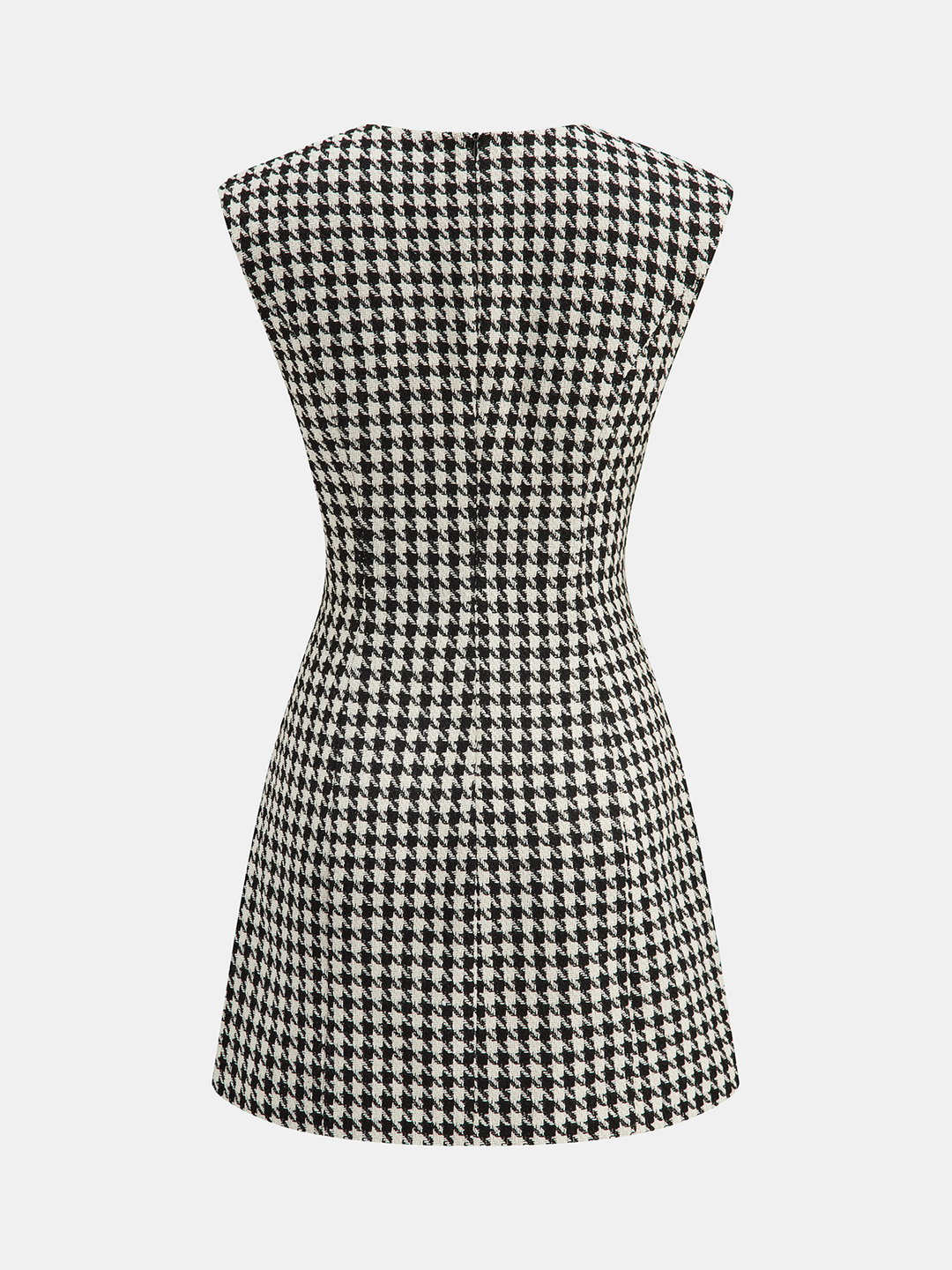 Houndstooth Tweed Mini Dress with Horsebit Detail