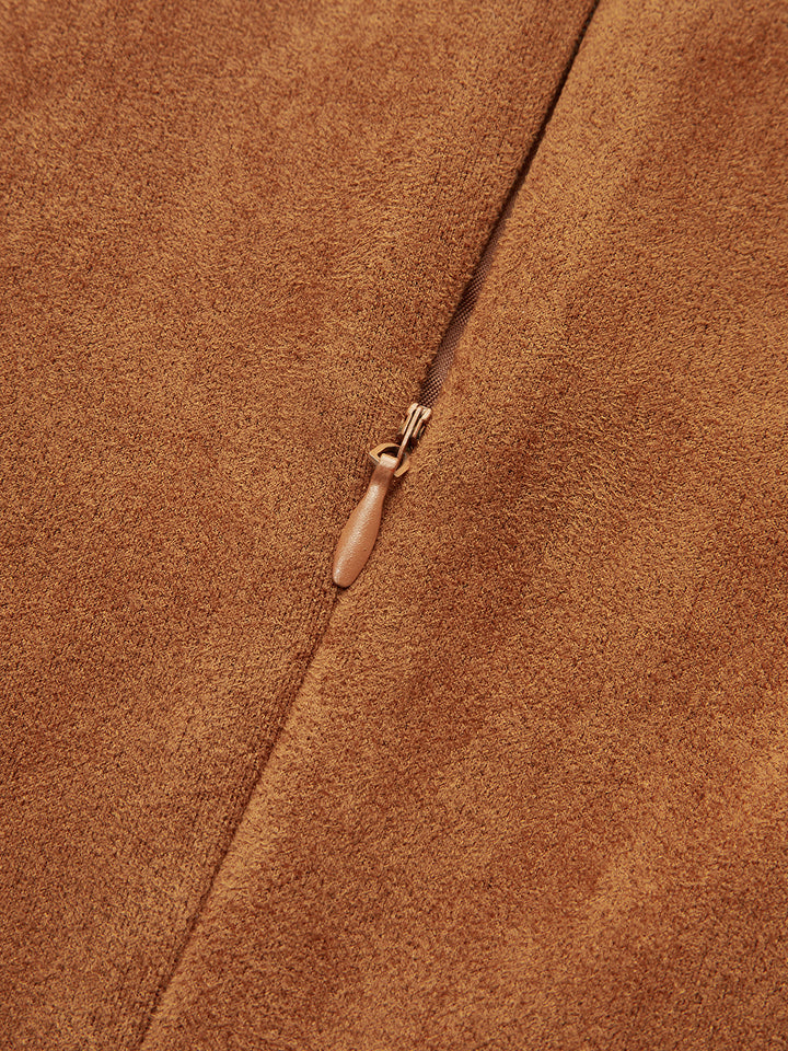 Faux Suede Sleeveless Mini Dress