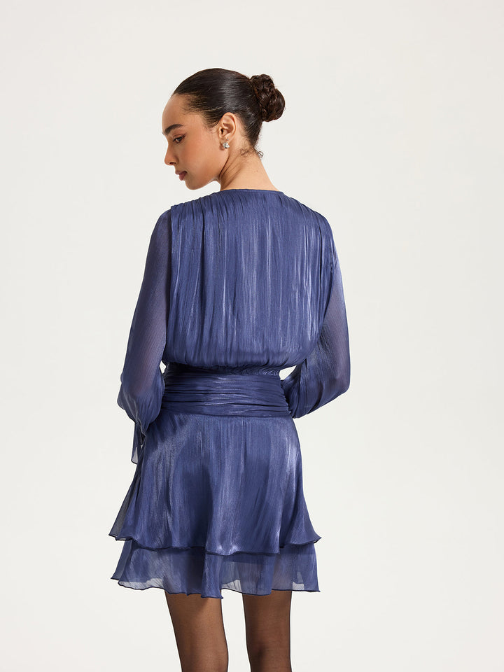 Ruched Waist Ruffle Mini Dress