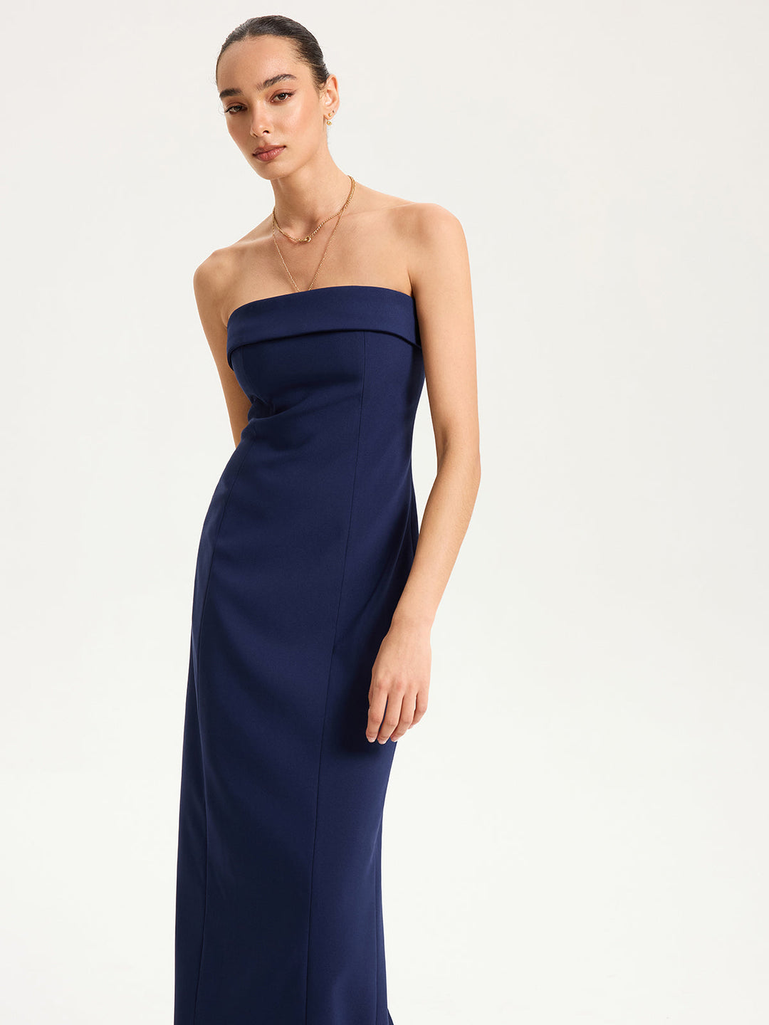 Strapless Maxi Dress with Removable Clear Straps