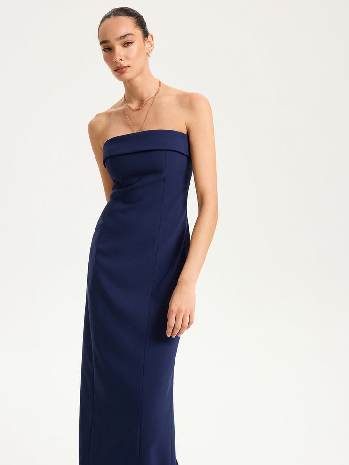Strapless Maxi Dress with Removable Clear Straps