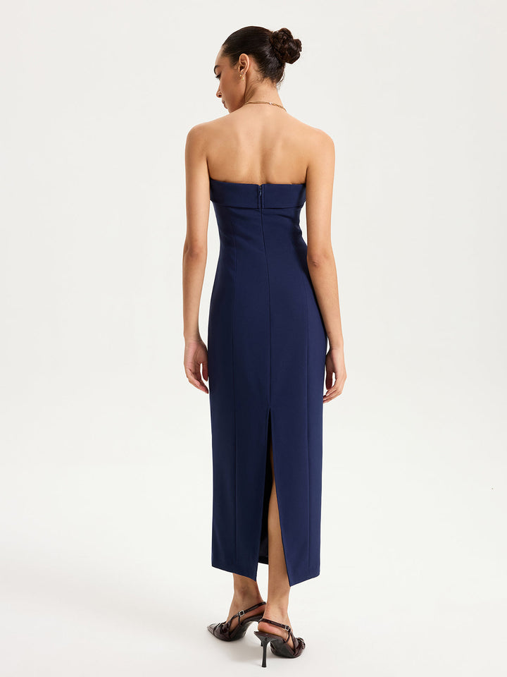 Strapless Maxi Dress with Removable Clear Straps