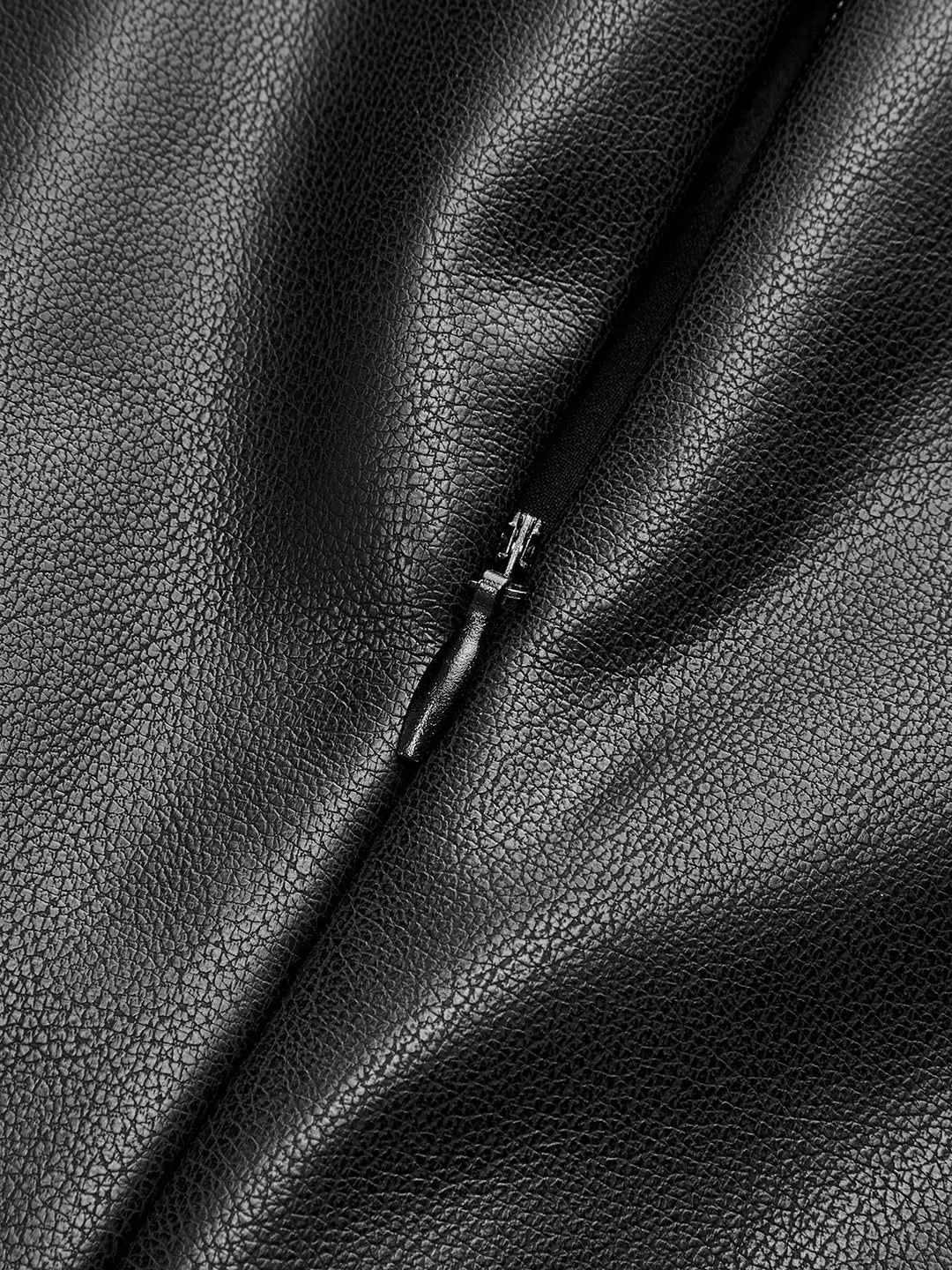 Pleated Panel Sleeveless PU Leather Dress