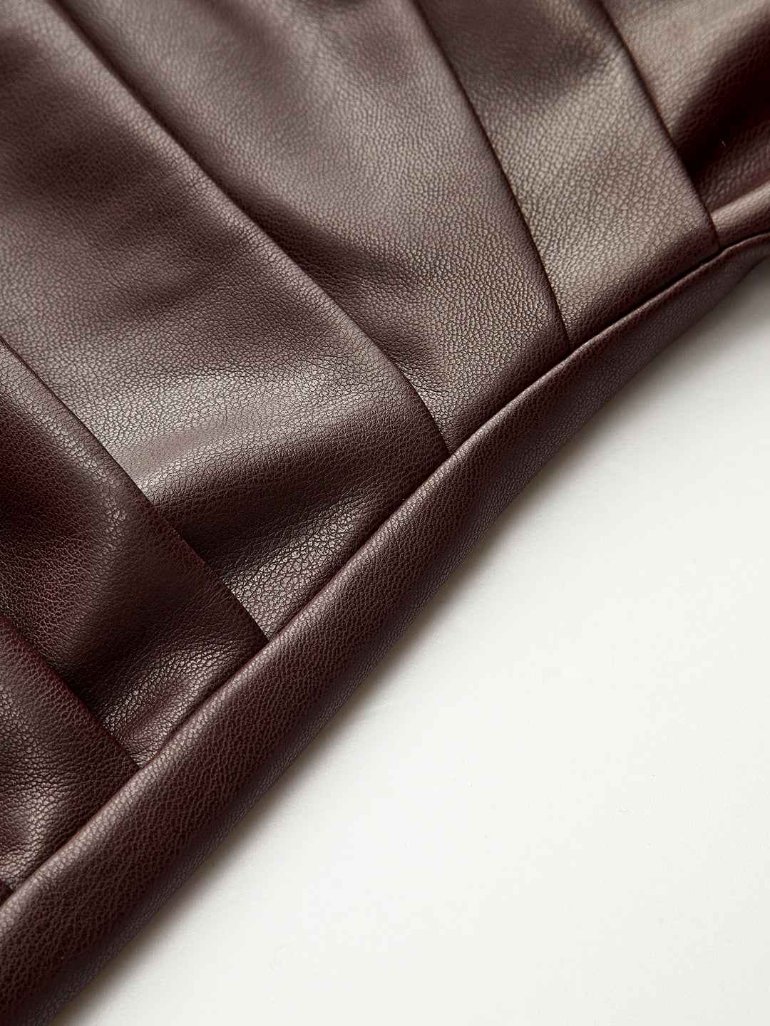 Faux Leather Waist Ruched Dress