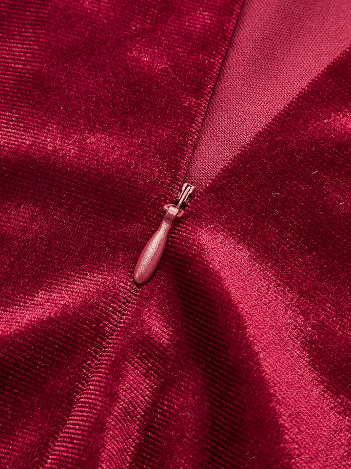 Sleeveless Side Slit Velvet Mock Neck Maxi Dress