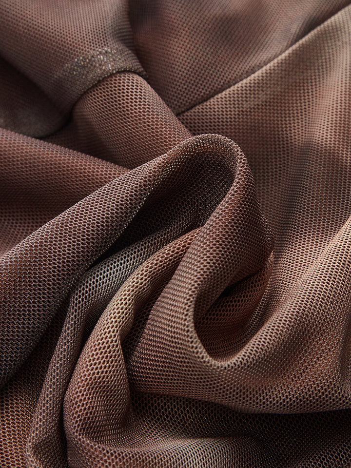 Tie-Dye Print Flared Sleeve Ruched Mini Dress