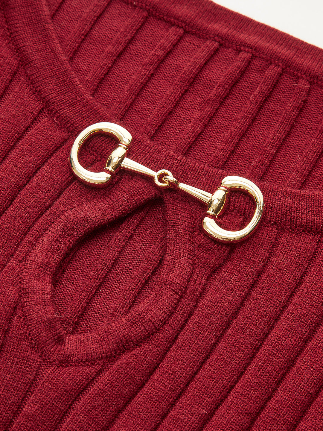 Bell Sleeve Mermaid Hem Horsebit Knit Midi Dress