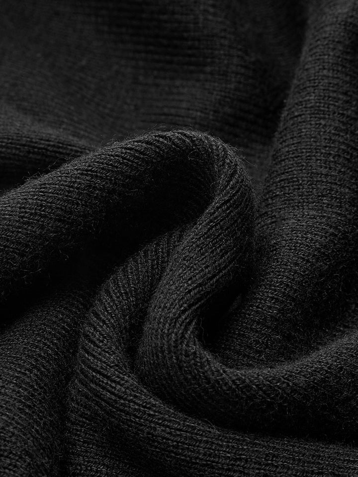 Mandarin Collar Bell Sleeve Metal Detail Knit Dress