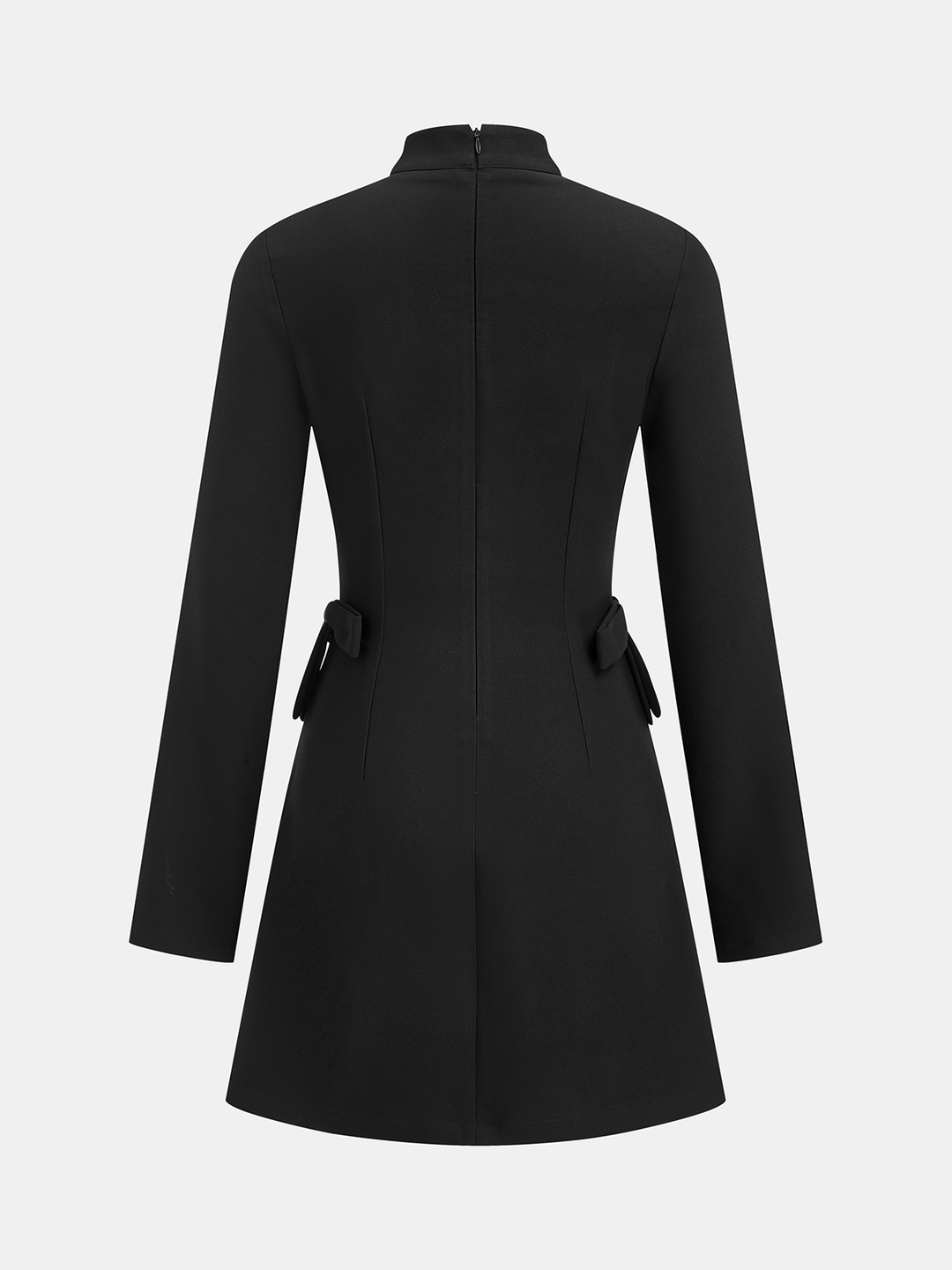 Mandarin Collar Bow Detail Mini Dress