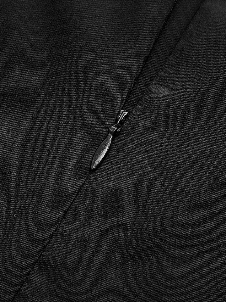 Mandarin Collar Bow Detail Mini Dress