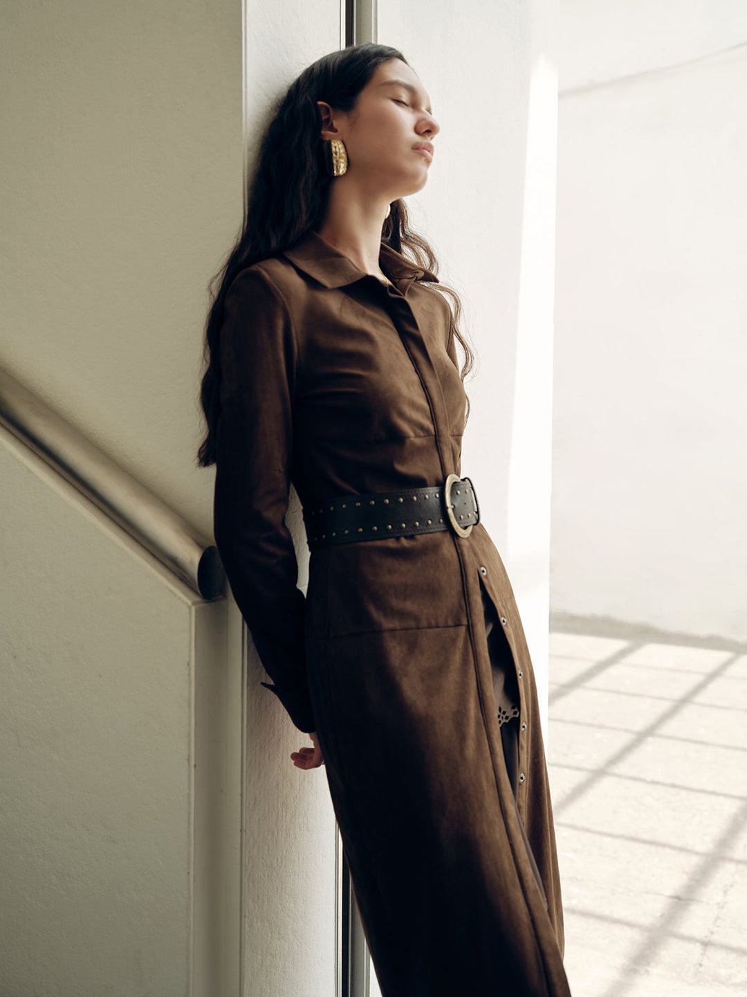 Suede Shirt Dress without Belt