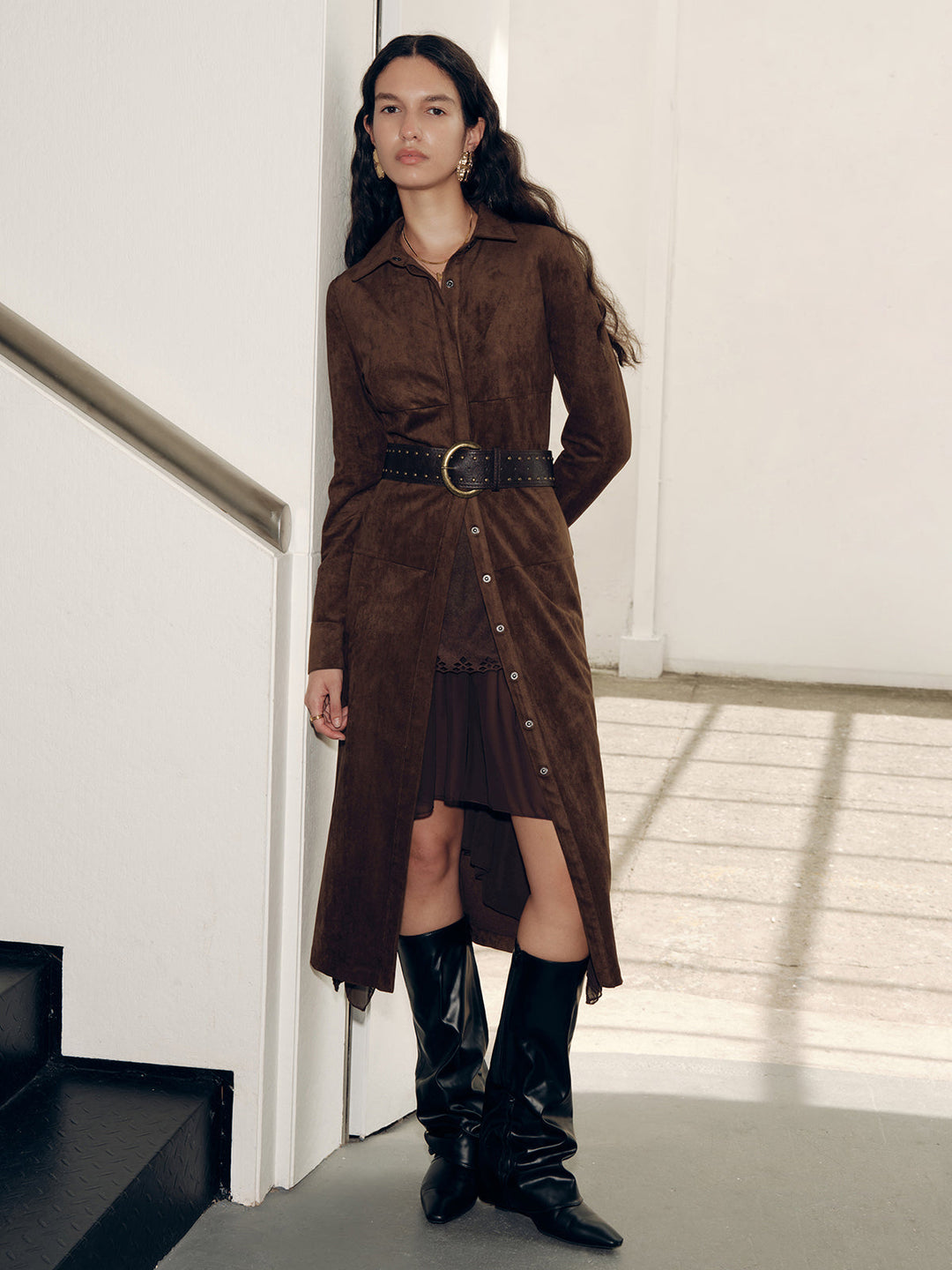 Suede Shirt Dress without Belt
