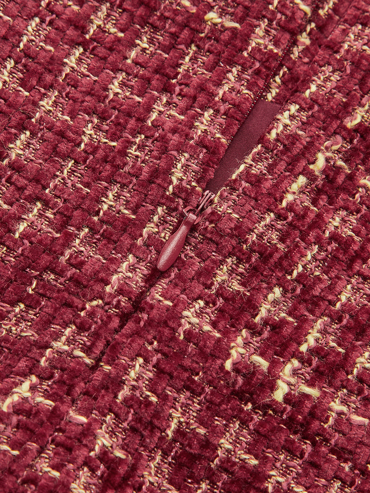 Metal Button Tweed Sleeveless Mini Dress