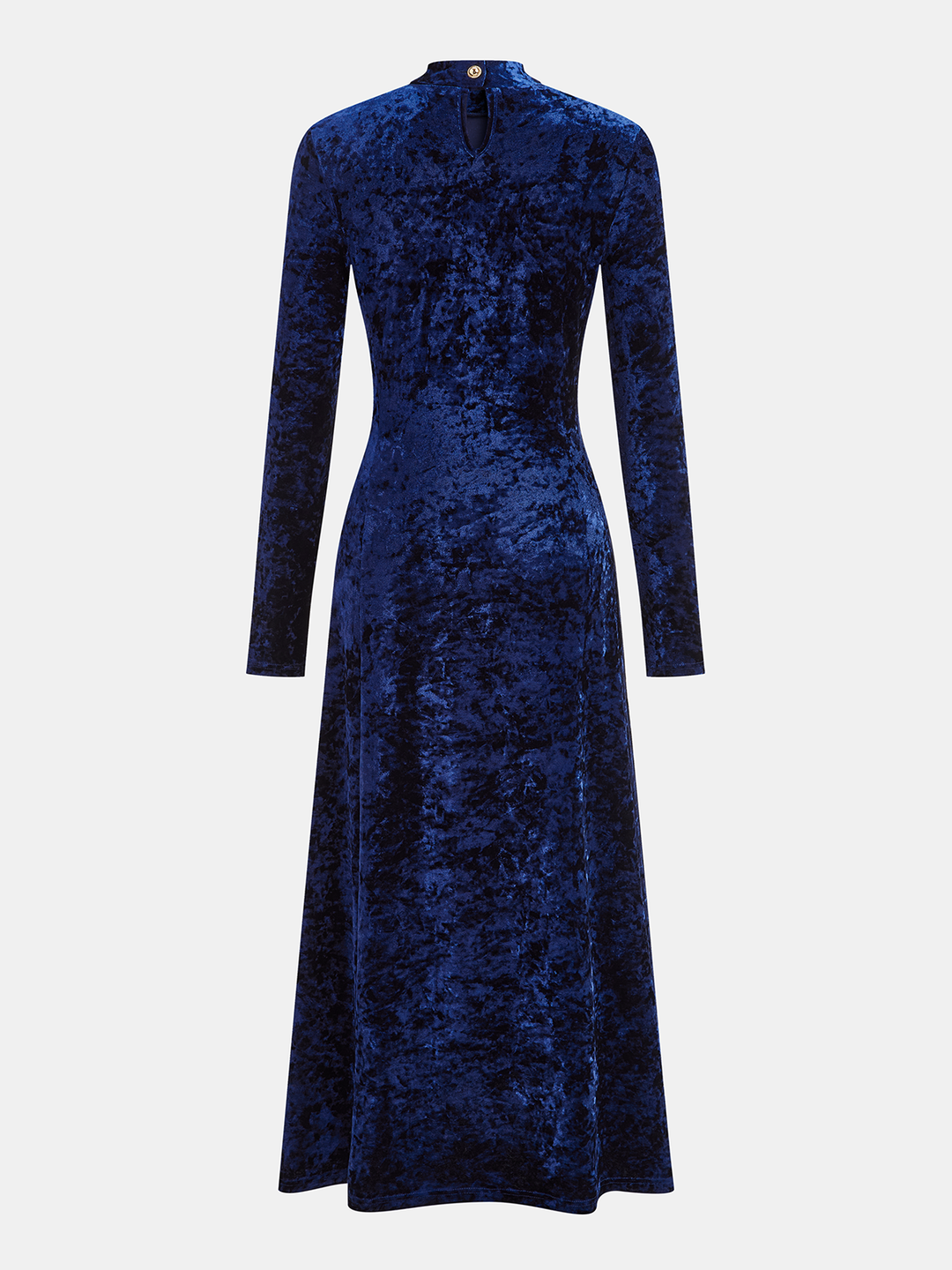 Metal Button Ruched Velvet Maxi Dress