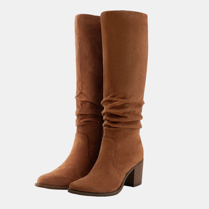 Noa | Knee-High Suede Block Heeled Boots